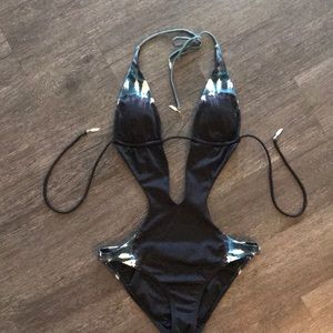 Victoria’s Secret small Monokini black tie dye